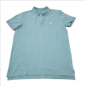 Men's American Eagle Outfitters Teal Polo Shirt M with White Trim